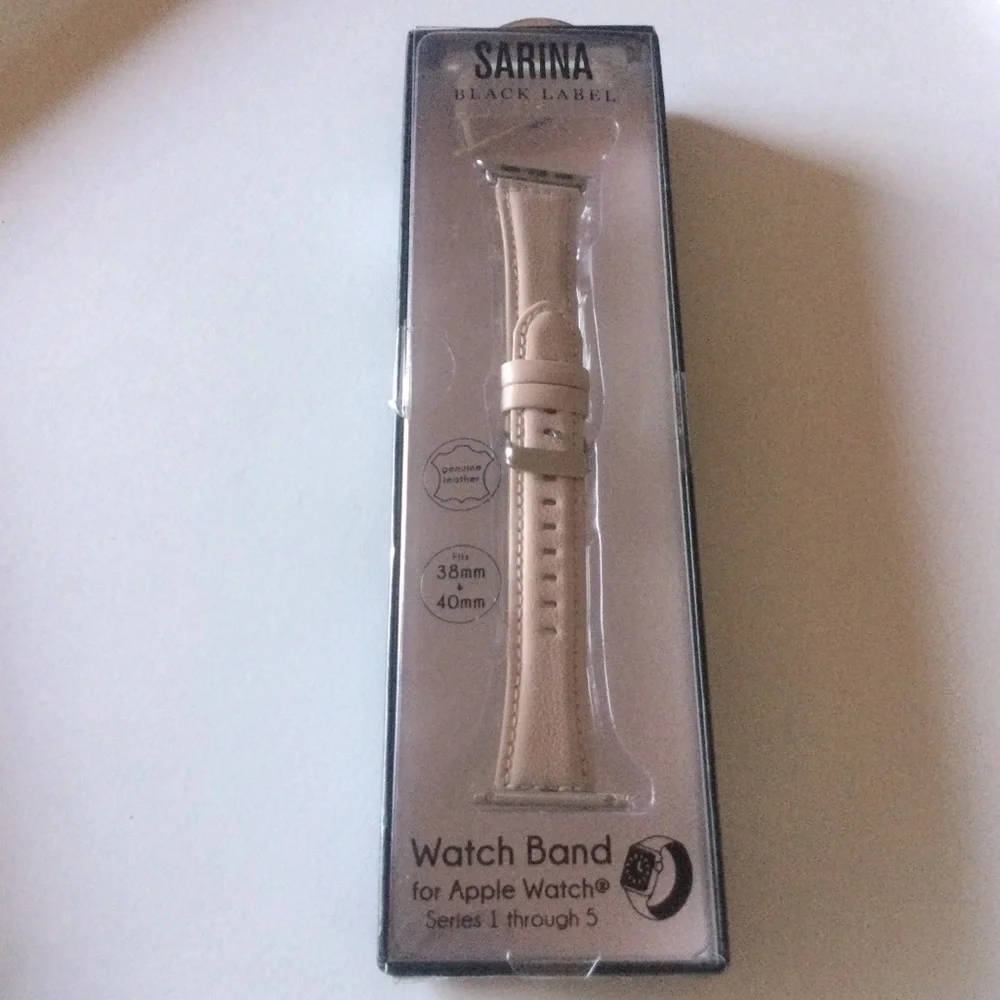 SARINA WOMENS ROSE BEIGE LEATHER APPLE WATCH STRAP 38mm 40mm NWT